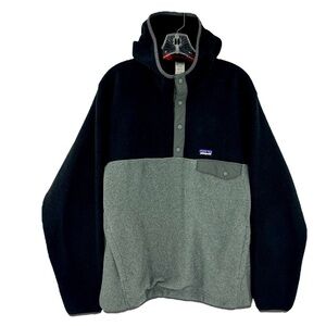 Synchilla Snap-T Fleece Hooded Pullover - Men's SZ M Black & Grey